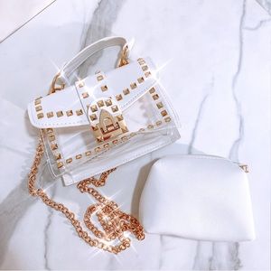 OUR BIGGEST SALE‼️WHITE Luxury Rivet Decoration Jelly Candy Handbags Crossbody